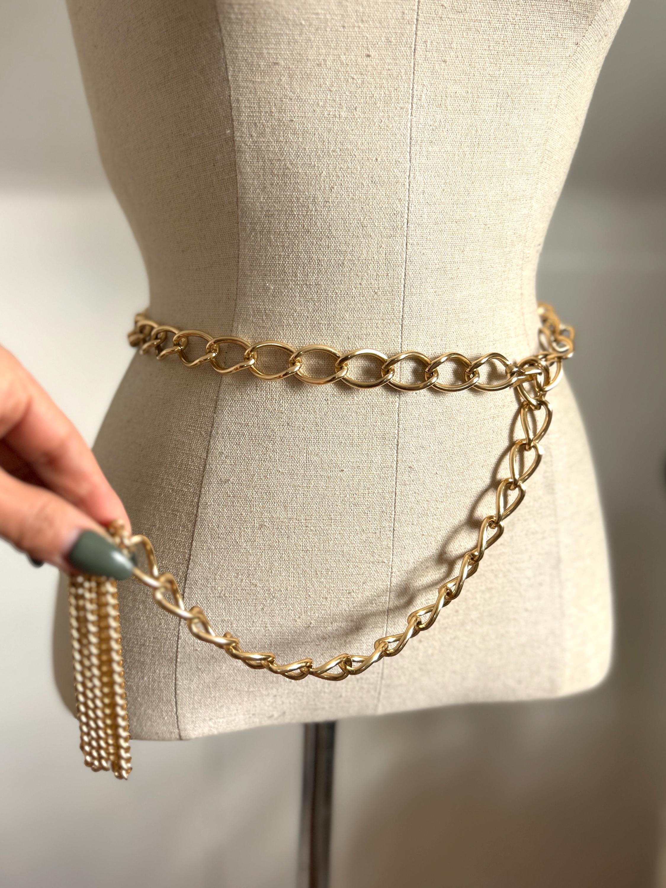 Handmade Gold Multi Color Vintage Style Stone 70s Bohemian Body Chain Belt 1960s 1970s Astrology Chain Belt | x-small/small/medium  main image 2