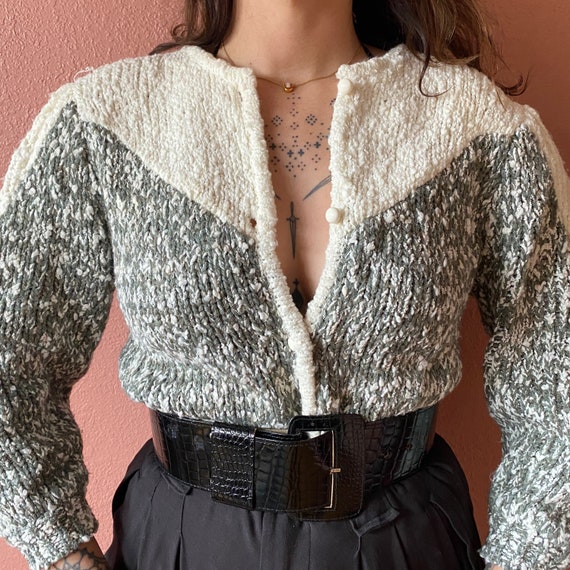 puff sleeve wool cardigan sweater | s m