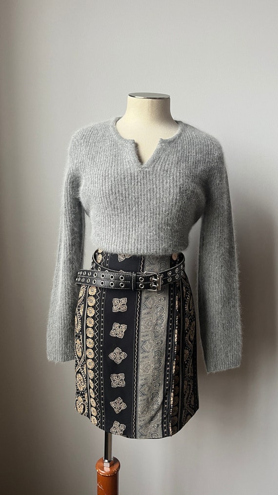 gray angora sweater top | m