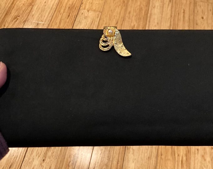 vintage black clutch shoulder purse gold clasp