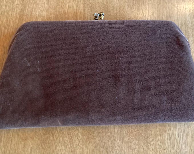 vintage velvet rhinestone clasp purse clutch with comb