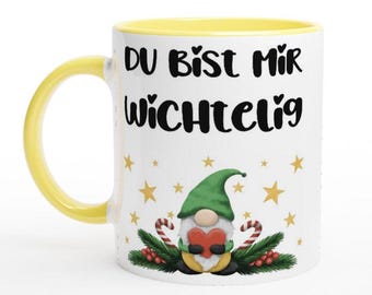 Eres importante para mí taza con gnomo | Juego de palabras con bastones de caramelo y abetos | Idea de regalo de Navidad para familiares y amigos.