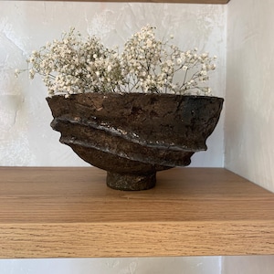 Handmade papier-mâché decorative bowl AURA wabi sabi japandi organic rustic paper mache balls eco design zero waste