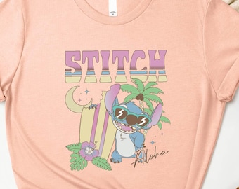 Chemise Stitch Aloha Disney, T-shirt Stitch Beach Bum, t-shirt d'été, sweat-shirt Hawaï, sweat à capuche de surf Stitch, pull Aloha, t-shirt des Fêtes Disney