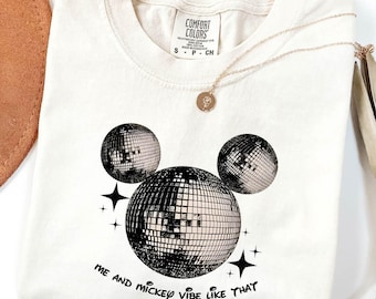 Comfort Colors Mickey Disco Ball T-Shirt, Magic Disco Ball Eras Shirt, Me and Mickey Vibe Like That Matching Shirt, Mickey Mouse Sweater