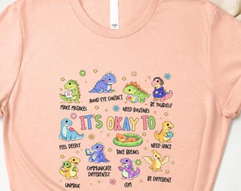 It’s Ok To Be Different Autism Dinosaur Shirt, Special Education Sweatshirt, Autism Month Tee, Neurodiversity Sweater, SPED Teacher T-Shirt