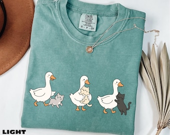 Duck and Cat Shirt, Funny Animal Friends Tee, Goose Lover Sweatshirt, Silly Goose Sweater, Animal Lover Gift, Comfort Colors T-Shirt