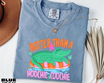 Hotter Than A Hoochie Coochie Shirt, Summer Alligator Tee, Summer Trip Shirt, Funny Gator Sweatshirt, Comfort Colors T-Shirt