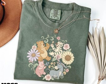Winnie The Pooh Shirt, Pooh And Friends Sweatshirt, Disney Trip Tee, Pooh Bear Sweater, Floral Pooh Bear Tee, Comfort Colors T-Shirt