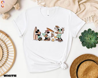 Mickey And Friends Surf Shirt, Disney Summer Vibe T-Shirt, Disney Beach Tee, Family Vacation Hoodie, Summer Beach T-Shirt, Disneyland Tee