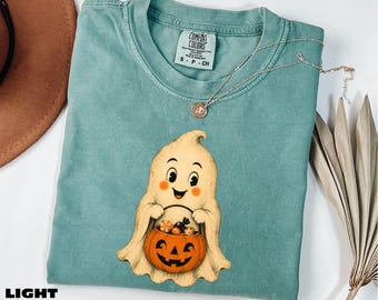 T-shirt rétro citrouille fantôme, T-shirt graphique Halloween, Pull Halloween, Sweat-shirt Halloween, T-shirt Comfort Colors