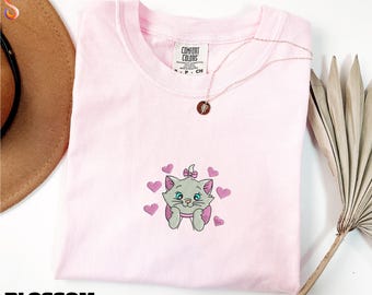 Embroidered Disney Cats Shirt, Disney The Aristocats Bonjour Sweatshirt, Embroidery Sweater, Comfort Colors T-Shirt