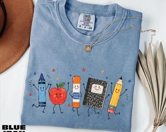 Back To School Shirt, Teacher Life Sweatshirt, Crayon Apple Pencil Notebook Tee, Education Gift, Comfort Colors T-Shirt