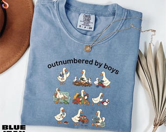 Outnumbered by Boys Shirt, Duck Sweatshirt, Mom Goose Tee, Funny Mom Sweater, Duck Graphic Shirt, Comfort Colors T-Shirt