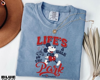Camiseta de Mickey Mouse, camiseta "La vida es un paseo por el parque", sudadera de Disney, viaje familiar a Disneyland, camiseta de colores cómodos