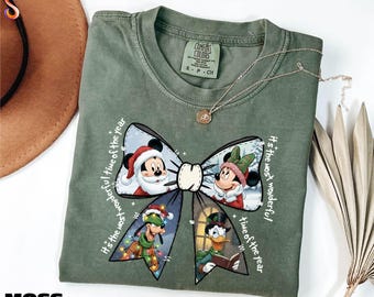 Disney Christmas Bow Shirt, Mickey’s Very Merry Christmas Party Tee, Mickey & Friends Sweatshirt, Xmas Coquette Bow Comfort Colors T-Shirt