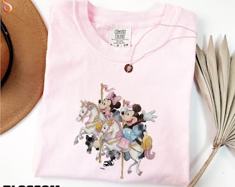 Jolie chemise carrousel Mickey Minnie, t-shirt carrousel magique Disney, sweat-shirt voyage Disney, cadeau pour elle, T-shirt couleurs confort