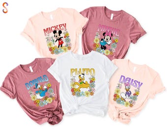 Disney Floral Shirt, Mickey and Friends Shirt, Disney Vacation T-Shirt, Disneyland Shirt, Disney Friends Tee, Floral Mouse and Friends Shirt