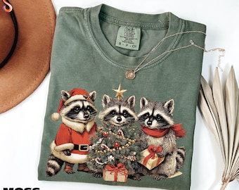 Chemise raton laveur de Noël drôle, t-shirt raton laveur sauvage, sweat-shirt joyeux Noël, pull mème raton laveur drôle, t-shirt couleurs confort