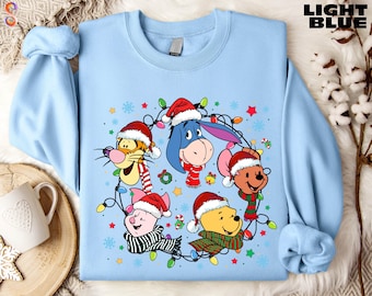 Pooh Bear and Friends Christmas Sweatshirt, Disney Xmas Shirt, Disney Trip T-Shirt, Winnie The Pooh Tee, Disneyland Xmas Party Sweater