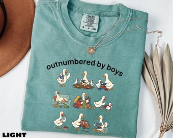 Outnumbered by Boys Shirt, Funny Boy Mom Sweater, Mom Goose Sweatshirt, Silly Goose Tee, Motherhood Comfort Colors T-Shirt