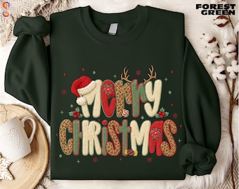 Merry Christmas Sweatshirt, Christmas Gift, Family Holiday Shirt, Winter Sweater, Xmas Holiday T-Shirt