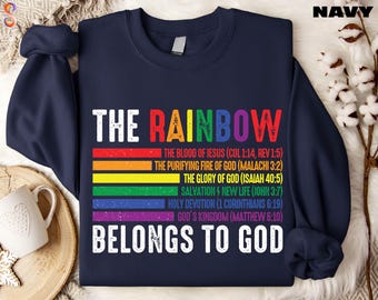 Rainbow Bible Verse Sweatshirt, Christian Shirt, God's Promise Sweater, Faith Based T-Shirt, Jesus Love Sweatshirt, Bible Quote Tee