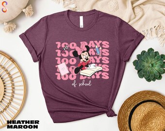 Minnie 100 Days Of School Shirt, Disney Minnie Shirt, Back To School T-shirt, Gift for Teacher, Happy 100 Days Of School Sweatshirt
