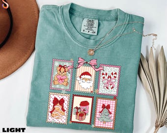 Christmas Postage Stamps Shirt, Christmas Trees Tee, Holiday Women's Sweater, Christmas Season Sweatshirt, Santa Comfort Colors T-Shirt