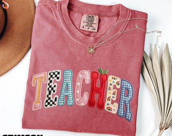Faux Patchwork Teacher Shirt, Teacher Life Tee, Teacher Appreciation Gift, New Teacher Gift, Comfort Colors T-Shirt
