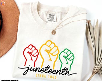 Camiseta Juneteenth desde 1865, suéter de la historia afroamericana, camiseta afroamericana, camiseta Comfort Colors del Día de la Emancipación de Juneteenth