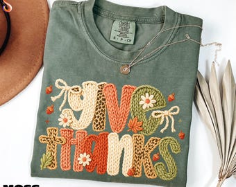 Give Thanks Shirt, Fall Christian Tee, Bible Verse Sweatshirt, Religious Gift, Cute Christian Sweater, Comfort Colors T-Shirt