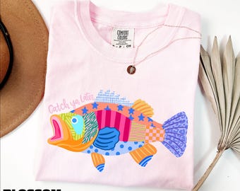 Catch Ya Later Shirt, Colorful Fish Sweater, Preppy Fishing Sweatshirt, Summer Tee, Fish Lover Gift, Comfort Colors T-Shirt
