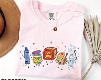 Cute Art Teacher Shirt, Preschool Teacher Tee, Crayon Paint Palette Classroom Sweatshirt, Back to School Gift, Comfort Colors T-Shirt