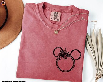 Floral Mickey Head Shirt, Cute Disney T-Shirt, Flower Mickey Sweatshirt, Family Vacation Tee, Minnie Mouse Sweater, Comfort Colors Tee