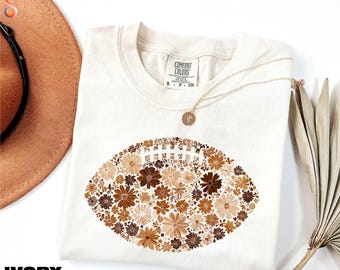 Floral Football Shirt, Fall Football Sweatshirt, Game Day Sweater, Football Lover Gift, Floral Football Mom Comfort Colors T-Shirt