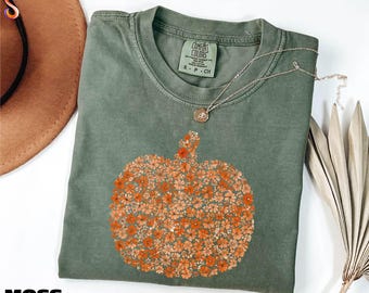 Boho Pumpkin Shirt, Pumpkin Season Tee, Autumn Vibes Sweatshirt, Fall Pumpkin Sweater, Fall Floral Shirt, Comfort Colors T-Shirt