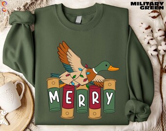 Duck Hunting Christmas Sweatshirt, Hunters & Outdoorsmen Shirt, Funny Holiday Sweater, Duck Christmas T-Shirt, Merry Christmas Gift