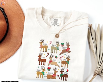 Deer Christmas Shirt, Christmas Reindeer Tee, Christmas Gift, Women's Christmas Sweatshirt, Xmas Gift, Comfort Colors T-Shirt