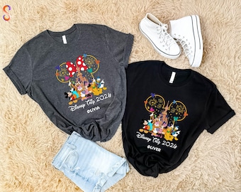 Custom Disney Trip 2026 T-Shirt, Disneyland Family Matching Shirts, Custom Name Sweatshirt, Mickey and Minnie Tee, Magic Kingdom Sweater