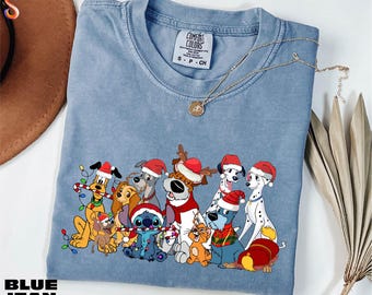 Disney Dogs Christmas Shirt, Merry Christmas Tee, Disney Trip Sweater, Dog Lovers Sweatshirt, Family Xmas Shirt, Comfort Colors T-Shirt
