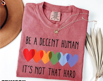 LGBT Heart Shirt, Be A Decent Human It's Not That Hard Tee, Equality Advocate Sweatshirt, Inclusion Matters Sweater, Comfort Colors T-Shirt