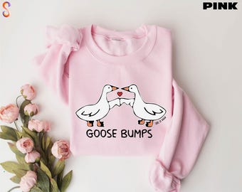 Goose Bumps Sweatshirt, Love Is Good Sweatshirt, Goose Bumps Heart Shirt, Valentine's Day Shirt, Animal Crewneck, Valentine Gift Shirt