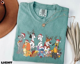 Disney Dogs Shirt, Dog Christmas Tee, Disney Christmas Sweater, Dog Lovers Sweatshirt, Disney Trip Shirt, Comfort Colors T-Shirt