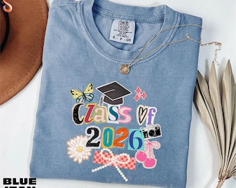 Class of 2026 Shirt, Senior 2026 Sweatshirt, Graduation Comfort Colors T-Shirt, Coquette Girly Senior Sweater, High School Tee