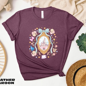 Coquette Bow Disney Castle Shirt, Happiest Place on Earth T-Shirt, Magic Kingdom Hoodie, Gift for Her, Disneyland Trip Sweatshirt