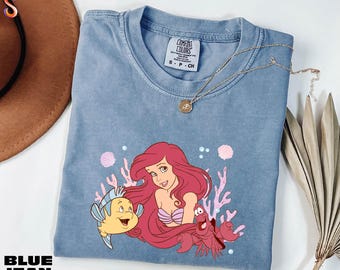 Camiseta de La Sirenita de Disney, sudadera de la Princesa Ariel, suéter para viaje a Disneyland, camiseta de princesa a juego, camiseta de colores cómodos, regalo para ella