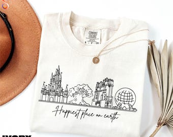 Comfort Colors Happiest Place On Earth T-Shirt, Disney Shirt, Magic Kingdom Shirt, Disneyland Shirt, Disney Trip Shirt, Magical World Shirt