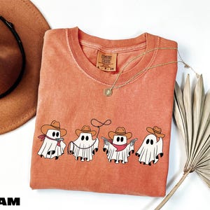 Cowboy Ghost T-Shirt, Spooky Season Tee, Halloween Sweatshirt, Western Halloween Shirt, Western Ghost Sweater, Comfort Colors T-Shirt