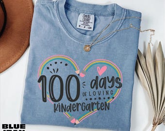100 Days of Loving Kindergarten Sweatshirt, Back to School Shirt, Pencil Heart Shirt, Gift for Teacher, Teacher Appreciation Sweatshirt